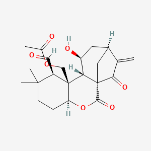 molecular formula C22H28O7 B1194217 [(1S,4S,8R,9S,10S,11S,13S)-8-甲酰基-11-羟基-7,7-二甲基-14-亚甲基-2,15-二氧代-3-氧杂四环[11.2.1.01,10.04,9]十六烷-9-基]甲基乙酸酯 