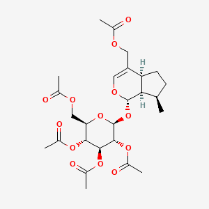 molecular formula C26H36O13 B1194225 8-epi-11-羟基鸢尾二醇葡萄糖苷五乙酸酯 