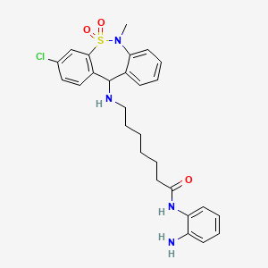molecular formula C26H29ClN4O3S B1194257 N-(2-氨基苯基)-7-[(3-氯-6-甲基-5,5-二氧代-11H-苯并[c][2,1]苯并噻嗯-11-基)氨基]庚酰胺 