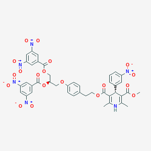 molecular formula C41H34N6O19 B1194278 5-O-[2-[4-[(2R)-2,3-bis[(3,5-dinitrobenzoyl)oxy]propoxy]phenyl]ethyl] 3-O-methyl (4R)-2,6-dimethyl-4-(3-nitrophenyl)-1,4-dihydropyridine-3,5-dicarboxylate CAS No. 119708-12-2