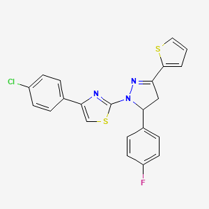 4-(4-Chlorophenyl)-2-[3-(4-fluorophenyl)-5-(2-thienyl)-3,4-dihydropyrazol-2-yl]thiazole