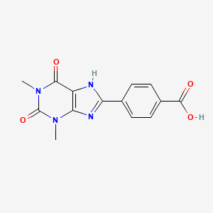 molecular formula C14H12N4O4 B1194337 Benzoic acid, 4-(2,3,6,7-tetrahydro-1,3-dimethyl-2,6-dioxo-1H-purin-8-yl)- CAS No. 85872-58-8