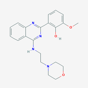 molecular formula C21H24N4O3 B1194354 2-甲氧基-6-[4-[2-(4-吗啉基)乙基氨基]-1H-喹唑啉-2-基亚甲基]-1-环己-2,4-二烯酮 