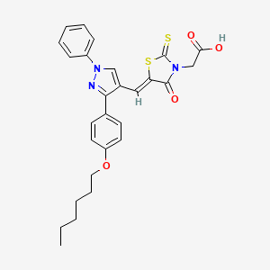 2-(5-((3-(4-(Hexyloxy)phenyl)-1-phenyl-1H-pyrazol-4-yl)methylene)-4-oxo-2-thioxothiazolidin-3-yl)acetic acid