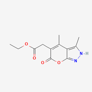 molecular formula C12H14N2O4 B1194422 2-(3,4-二甲基-6-氧代-2H-吡喃并[2,3-c]吡唑-5-基)乙酸乙酯 
