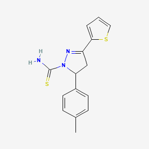 3-(Thiophen-2-YL)-5-P-tolyl-4,5-dihydro-1H-pyrazole-1-carbothioamide