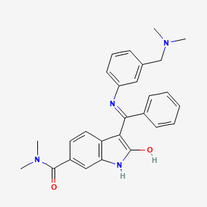B1194491 (Z)-3-((3-((dimethylamino)methyl)phenylamino)(phenyl)methylene)-N,N-dimethyl-2-oxoindoline-6-carboxamide CAS No. 1265916-41-3