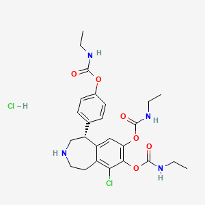 B1194504 (R)-6-Chloro-1-(4-(((ethylamino)carbonyl)oxy)phenyl)-2,3,4,5-tetrahydro-1H-3-benzazepine-7,8-diyl ethylcarbamate CAS No. 125375-79-3