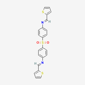 molecular formula C22H16N2O2S3 B11946118 P-(N-(2-Thenylidene)amino)phenyl sulfone CAS No. 102468-05-3