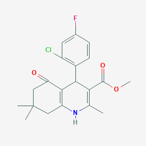 molecular formula C20H21ClFNO3 B11946849 Methyl 4-(2-chloro-4-fluorophenyl)-2,7,7-trimethyl-5-oxo-1,4,5,6,7,8-hexahydroquinoline-3-carboxylate CAS No. 853333-91-2