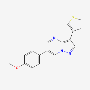 molecular formula C17H13N3OS B1194690 吡唑并[1,5-a]嘧啶，6-(4-甲氧基苯基)-3-(3-噻吩基)- CAS No. 216661-57-3