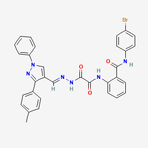 N-(4-Bromophenyl)-2-(2-oxo-2-(2-((1-phenyl-3-(p-tolyl)-1H-pyrazol-4-yl)methylene)hydrazinyl)acetamido)benzamide