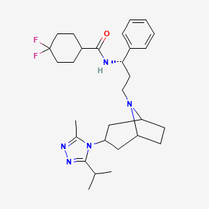 molecular formula C29H41F2N5O B1194787 4,4-二氟-N-[(1S)-3-[3-(3-甲基-5-丙烷-2-基-1,2,4-三唑-4-基)-8-氮杂双环[3.2.1]辛-8-基]-1-苯丙基]-1-环己基甲酰胺 