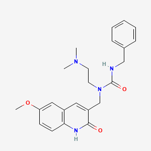 molecular formula C23H28N4O3 B1194802 1-[2-(dimethylamino)ethyl]-1-[(6-methoxy-2-oxo-1H-quinolin-3-yl)methyl]-3-(phenylmethyl)urea 