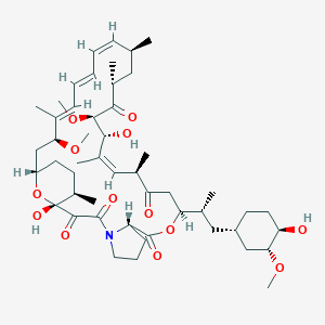 molecular formula C50H77NO13 B119483 (1R,8S,11S,14R,15Z,17R,18R,20R,22S,23Z,25E,27E,29S,31S,34R)-1,17-二羟基-11-[(2R)-1-[(1S,3R,4R)-4-羟基-3-甲氧基环己基]丙烷-2-基]-18,29-二甲氧基-14,16,20,22,28,34-六甲基-10,35-二氧杂-4-氮杂三环[29.3.1.04,8]五十三碳-15,23,25,27-四烯-2,3,9,13,19-戊酮 CAS No. 156223-31-3