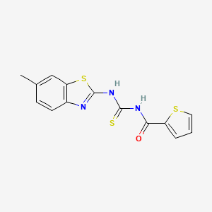 molecular formula C14H11N3OS3 B1194880 N-[[(6-甲基-1,3-苯并噻唑-2-基)氨基]-硫代亚甲基]-2-噻吩甲酰胺 