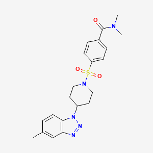 molecular formula C21H25N5O3S B1194893 N,N-dimethyl-4-[[4-(5-methyl-1-benzotriazolyl)-1-piperidinyl]sulfonyl]benzamide 