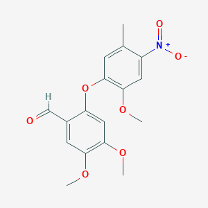 molecular formula C17H17NO7 B11949328 4,5-Dimethoxy-2-(2-methoxy-5-methyl-4-nitrophenoxy)benzaldehyde CAS No. 42138-46-5