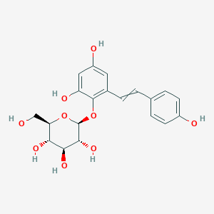 molecular formula C20H22O9 B1194941 (2S,3R,4S,5S,6R)-2-[2,4-二羟基-6-[2-(4-羟基苯基)乙烯基]苯氧基]-6-(羟甲基)氧杂环-3,4,5-三醇 