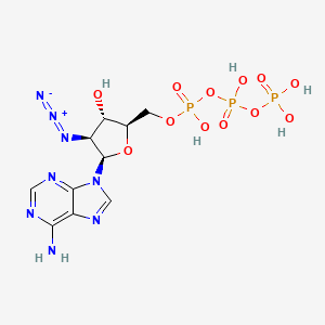 molecular formula C10H15N8O12P3 B1194943 [[(2R,3S,4S,5R)-5-(6-aminopurin-9-yl)-4-azido-3-hydroxyoxolan-2-yl]methoxy-hydroxyphosphoryl] phosphono hydrogen phosphate CAS No. 81542-87-2