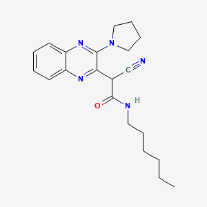 2-cyano-N-hexyl-2-(3-pyrrolidin-1-ylquinoxalin-2-yl)acetamide