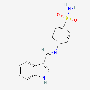 molecular formula C15H13N3O2S B11949496 4-{[(E)-1H-indol-3-ylmethylidene]amino}benzenesulfonamide 