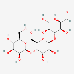 B1194954 (2R,3R,4R,5R)-4-[(2S,3S,4R,5S,6R)-3,4-dihydroxy-6-(hydroxymethyl)-5-[(2S,3R,4S,5S,6R)-3,4,5-trihydroxy-6-(hydroxymethyl)oxan-2-yl]oxyoxan-2-yl]oxy-2,3,5,6-tetrahydroxyhexanal CAS No. 59905-64-5