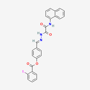 4-((2-(2-(Naphthalen-1-ylamino)-2-oxoacetyl)hydrazono)methyl)phenyl 2-iodobenzoate