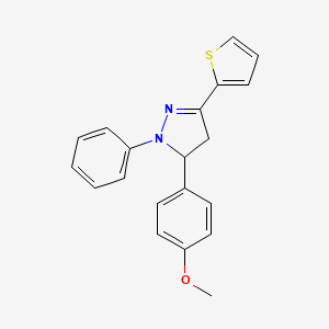 molecular formula C20H18N2OS B11950922 1H-Pyrazole, 4,5-dihydro-5-(4-methoxyphenyl)-1-phenyl-3-(thienyl)- CAS No. 89144-84-3