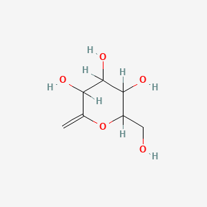 molecular formula C7H12O5 B1195137 2,6-Anhydro-1-deoxygluco-hept-1-enitol CAS No. 74310-30-8