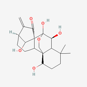 molecular formula C20H28O6 B1195174 (1R,5S,8S,10S)-9,10,15,18-tetrahydroxy-12,12-dimethyl-6-methylidene-17-oxapentacyclo[7.6.2.15,8.01,11.02,8]octadecan-7-one 