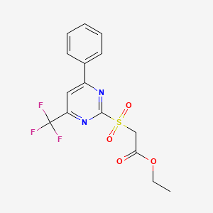 Ethyl {[4-phenyl-6-(trifluoromethyl)-2-pyrimidinyl]sulfonyl}acetate