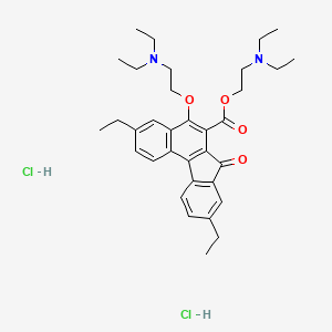 molecular formula C34H46Cl2N2O4 B1195198 7H-Benzo(c)fluorene-6-carboxylic acid, 5-(2-(diethylamino)ethoxy)-3,9-diethyl-7-oxo-, 2-(diethylamino)ethyl ester, dihydrochloride CAS No. 83439-31-0