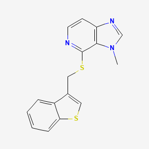 molecular formula C16H13N3S2 B1195220 3H-Imidazo(4,5-c)pyridine, 4-((benzo(b)thien-3-ylmethyl)thio)-3-methyl- CAS No. 86073-87-2