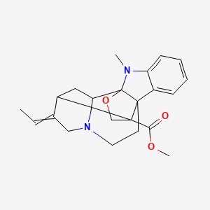 molecular formula C22H26N2O3 B1195507 Methyl 14-ethylidene-2-methyl-18-oxa-2,12-diazahexacyclo[13.3.2.01,9.03,8.09,16.012,19]icosa-3,5,7-triene-16-carboxylate 
