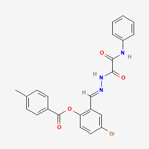 B11955085 2-(2-(Anilino(oxo)acetyl)carbohydrazonoyl)-4-bromophenyl 4-methylbenzoate CAS No. 881471-15-4