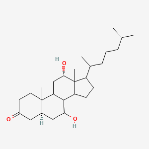 molecular formula C27H46O3 B1195512 (5S,7R,12S)-7,12-dihydroxy-10,13-dimethyl-17-(6-methylheptan-2-yl)-1,2,4,5,6,7,8,9,11,12,14,15,16,17-tetradecahydrocyclopenta[a]phenanthren-3-one 