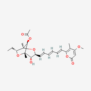 molecular formula C25H32O8 B1195525 [(1S,3S,4S,5S,7R,8S)-7-乙基-4-羟基-3-[(1E,3E,5E)-6-(4-甲氧基-3-甲基-6-氧代吡喃-2-基)己-1,3,5-三烯基]-1,5-二甲基-2,6-二氧杂双环[3.2.1]辛烷-8-基] 乙酸酯 