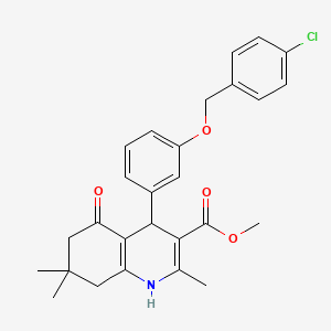 Methyl 4-(3-((4-chlorobenzyl)oxy)phenyl)-2,7,7-trimethyl-5-oxo-1,4,5,6,7,8-hexahydroquinoline-3-carboxylate