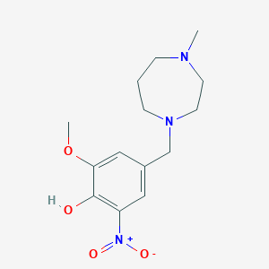 molecular formula C14H21N3O4 B1195535 2-甲氧基-4-[(4-甲基-1,4-二氮杂环戊-1-基)甲基]-6-硝基苯酚 