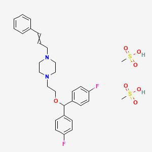 molecular formula C30H38F2N2O7S2 B1195610 1-[2-[双（4-氟苯基）甲氧基]乙基]-4-(3-苯基丙-2-烯基)哌嗪；甲磺酸 CAS No. 77862-93-2