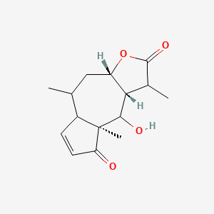 molecular formula C15H20O4 B1195628 (3aS,8aS,9aR)-9-hydroxy-1,5,8a-trimethyl-3a,4,5,5a,9,9a-hexahydro-1H-azuleno[6,7-b]furan-2,8-dione 