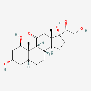 B1195732 (1R,3S,5R,8S,9S,10S,13S,14S,17R)-1,3,17-trihydroxy-17-(2-hydroxyacetyl)-10,13-dimethyl-2,3,4,5,6,7,8,9,12,14,15,16-dodecahydro-1H-cyclopenta[a]phenanthren-11-one CAS No. 10536-01-3