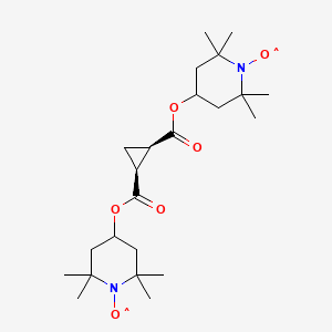 molecular formula C23H38N2O6 B1195733 1-Piperidinyloxy, 4,4'-(1,2-cyclopropanediylbis(carbonyloxy))bis(2,2,6,6-tetramethyl-, cis- CAS No. 20312-27-0
