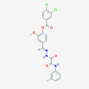 2-methoxy-4-((E)-{[oxo(3-toluidino)acetyl]hydrazono}methyl)phenyl 3,4-dichlorobenzoate