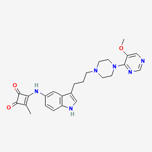 molecular formula C25H28N6O3 B1195778 3-Cyclobutene-1,2-dione, 3-((3-(3-(4-(5-methoxy-4-pyrimidinyl)-1-piperazinyl)propyl)-1H-indol-5-yl)amino)-4-methyl- CAS No. 165250-47-5