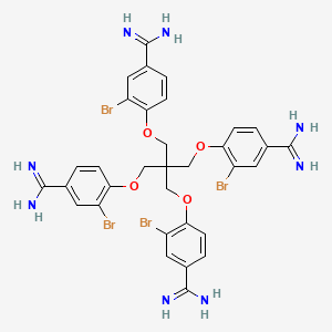 molecular formula C33H32Br4N8O4 B1195780 4,4'-(2,2-Bis((4-(aminoiminomethyl)-2-bromophenoxy)methyl)-1,3-propanediyl)bis(oxy))bis(3-bromobenzenecarboximidamide CAS No. 94883-66-6