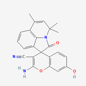 molecular formula C23H19N3O3 B1195808 2-amino-7-hydroxy-4',4',6'-trimethyl-2'-oxo-4'H-spiro[chromene-4,1'-pyrrolo[3,2,1-ij]quinoline]-3-carbonitrile 