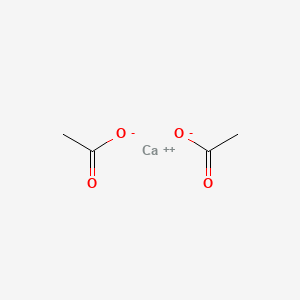 molecular formula Anhydrous:C4H6O4Ca<br>C4H6O4.Ca<br>(CH3OO)2Ca<br>Ca(C2H3O2)2<br>C4H6CaO4 B1195843 乙酸钙 CAS No. 62-54-4