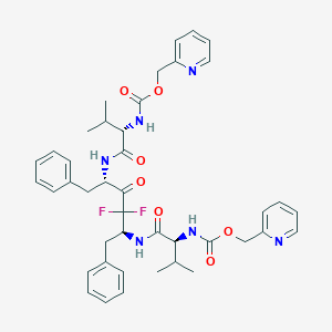 molecular formula C42H48F2N6O7 B119586 pyridin-2-ylmethyl N-[(2S)-1-[[(2S,5S)-3,3-difluoro-5-[[(2S)-3-methyl-2-(pyridin-2-ylmethoxycarbonylamino)butanoyl]amino]-4-oxo-1,6-diphenylhexan-2-yl]amino]-3-methyl-1-oxobutan-2-yl]carbamate CAS No. 144162-27-6